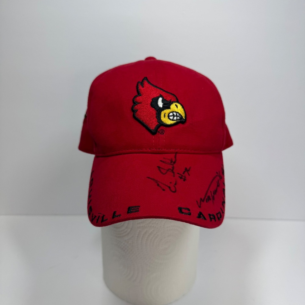 Louisville Cardinals Hat Baseball Cap Autographed Signed NCAA‎ Red OSFM